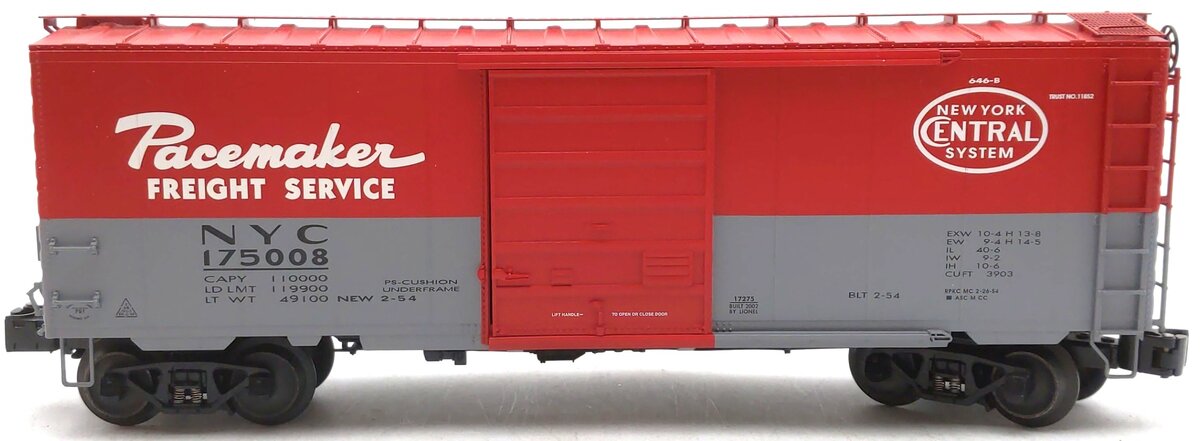 Lionel 6-17275 O Gauge New York Central Pacemaker Boxcar #175008 LN/Box