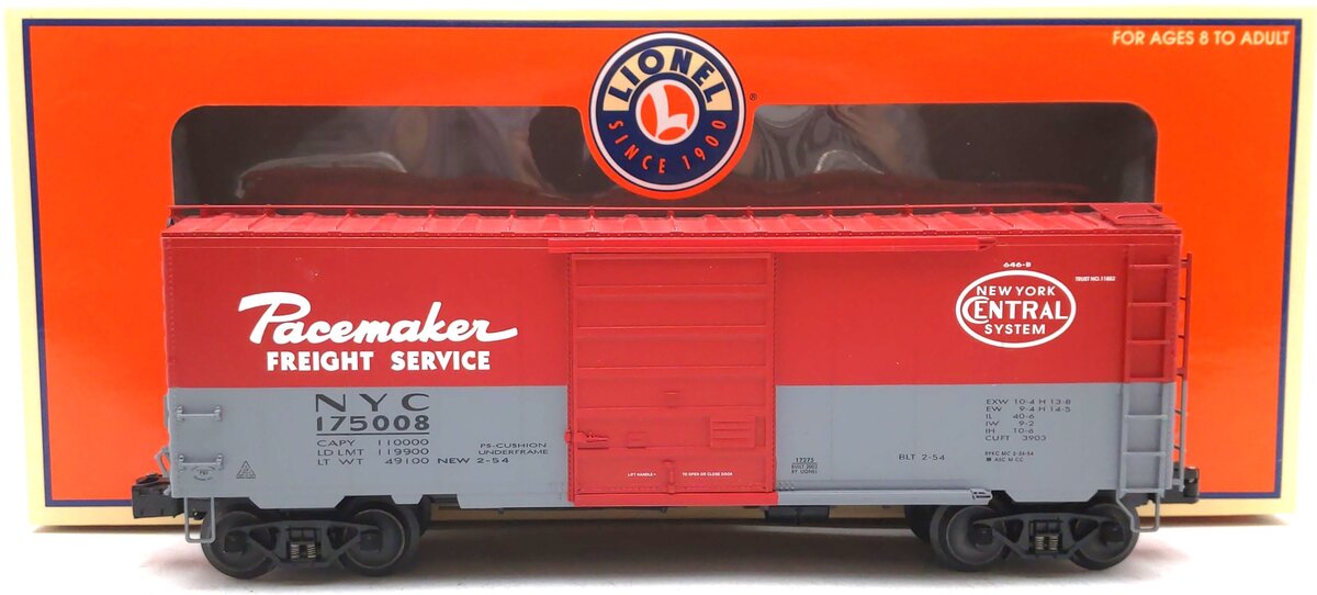 Lionel 6-17275 O Gauge New York Central Pacemaker Boxcar #175008 LN/Box