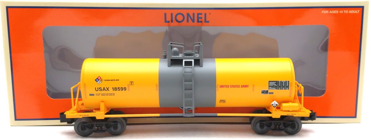 Lionel 2343021 O US Army Unibody Tank Car #18599 NIB