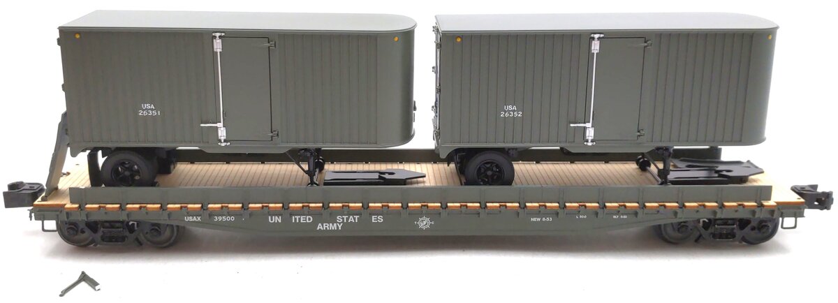 Lionel 2526350 O US Army TOFC Flatcar with 2 Trailers #39500 EX/Box