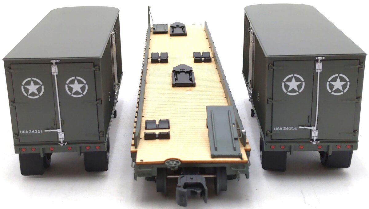 Lionel 2526350 O US Army TOFC Flatcar with 2 Trailers #39500 EX/Box