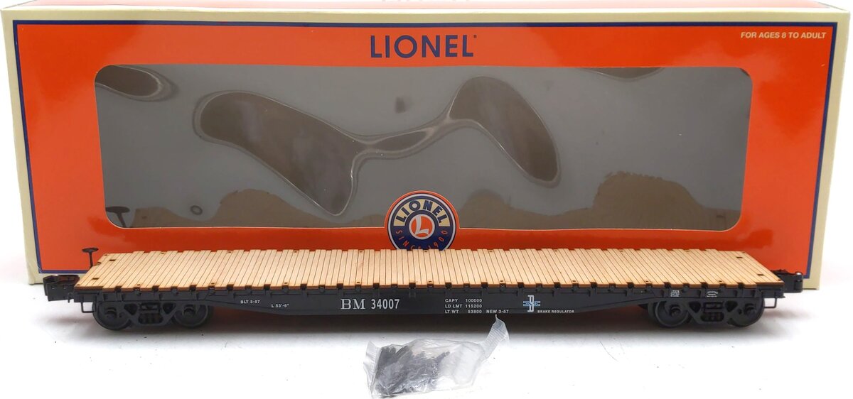 Lionel 6-17578 O Gauge Boston & Maine PS-4 Flat Car #34007 EX/Box