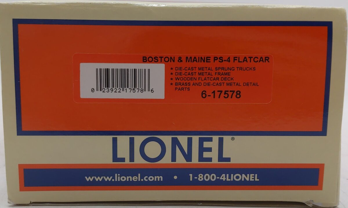 Lionel 6-17578 O Gauge Boston & Maine PS-4 Flat Car #34007 EX/Box