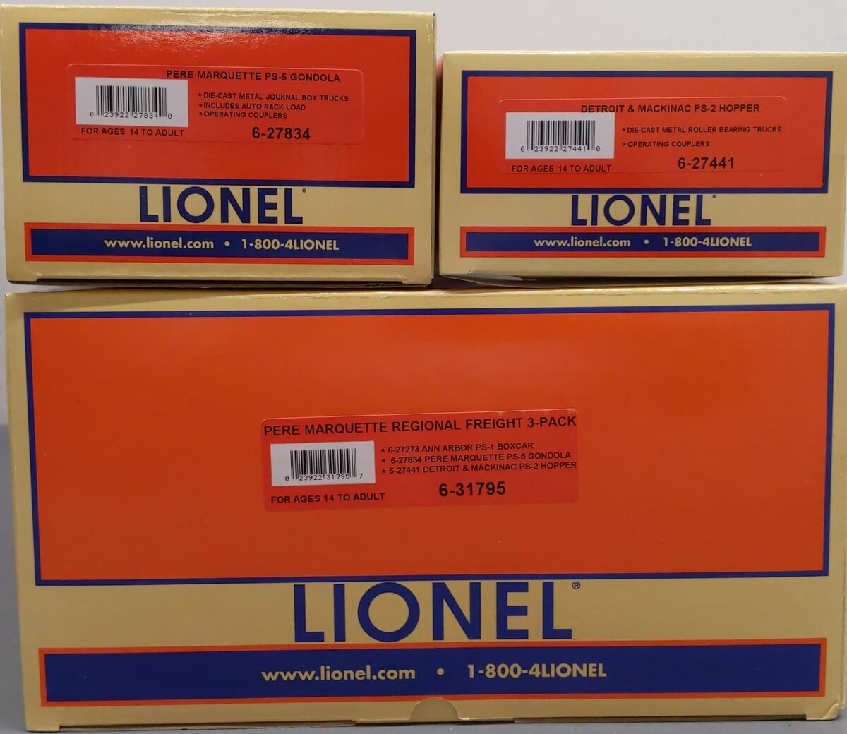 Lionel 6-31795  O Gauge Pere Marquette Regional Freight Cars (Set of 2) LN/Box