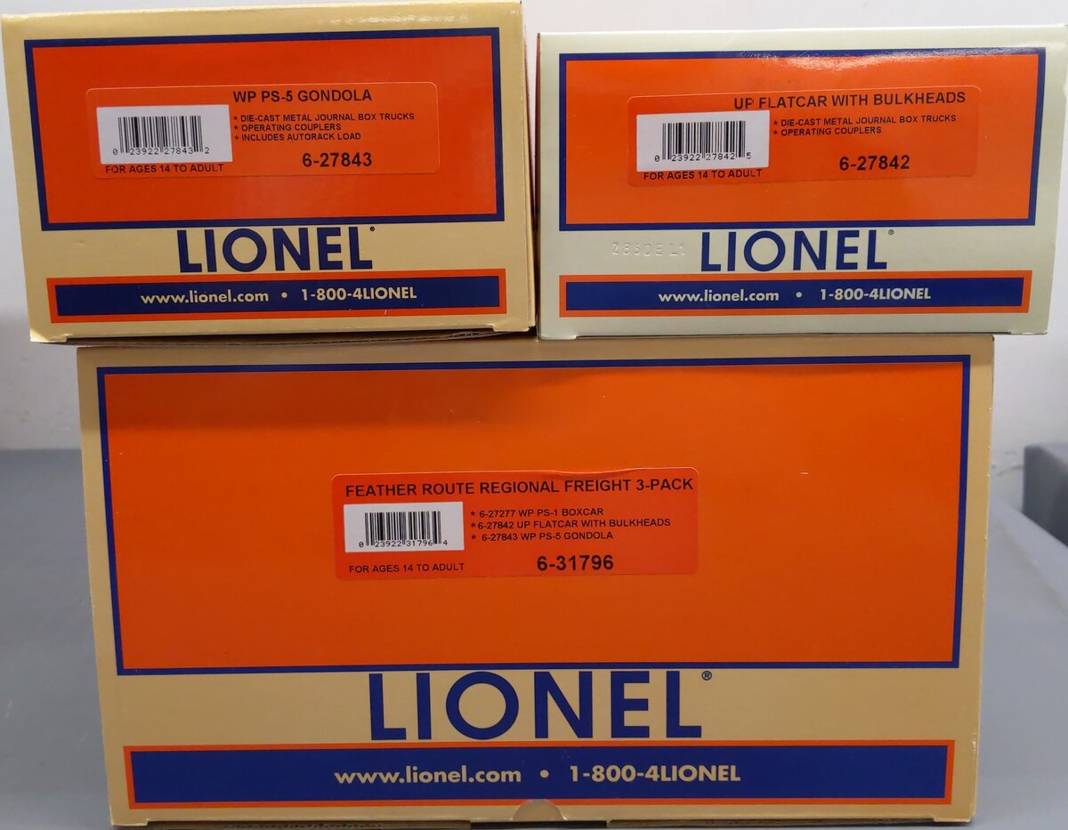 Lionel 6-31796 O Gauge Feather Route Regional Freight 3-Pack LN/Box