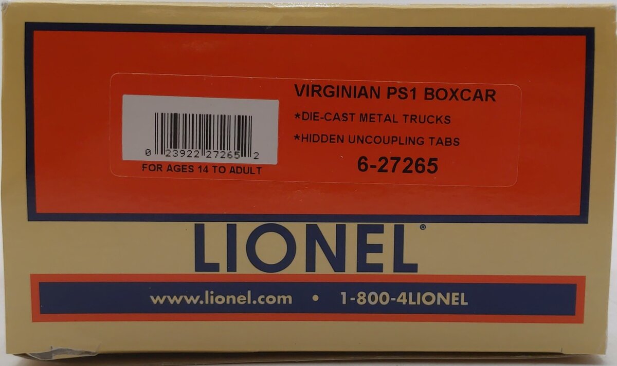 Lionel 6-27265 O Gauge Virginian PS-1 Boxcar #63300 LN/Box