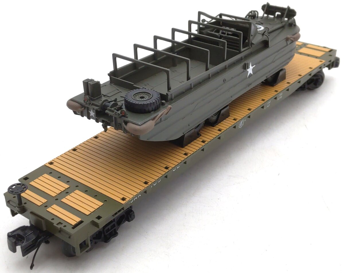 MTH 20-95400 O U.S. Army Premier Flatcar with GMC DUKW 353 #609300 LN/Box