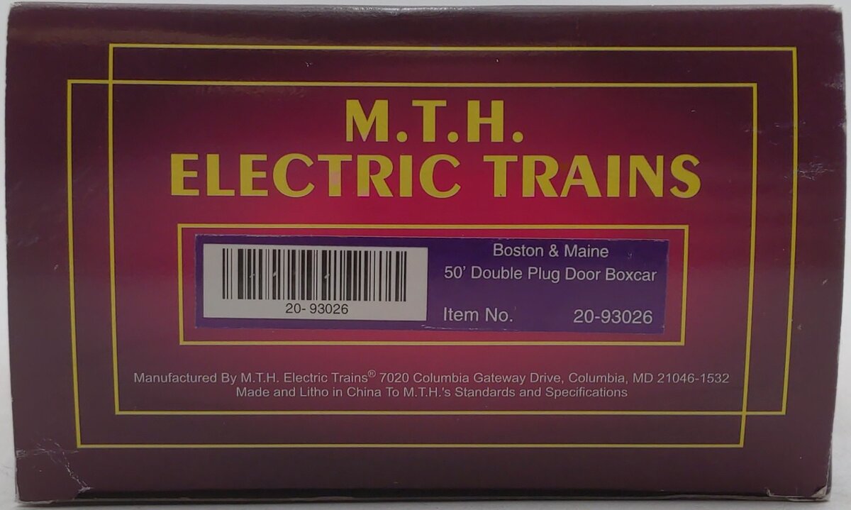 MTH 20-93026 Boston & Maine 50' Double Plug Boxcar EX/Box
