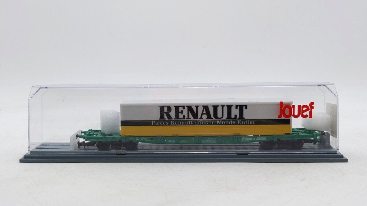 Jouef 627500 HO Scale French Railways SNCF Flat Car w/Renault Trailer LN/Box