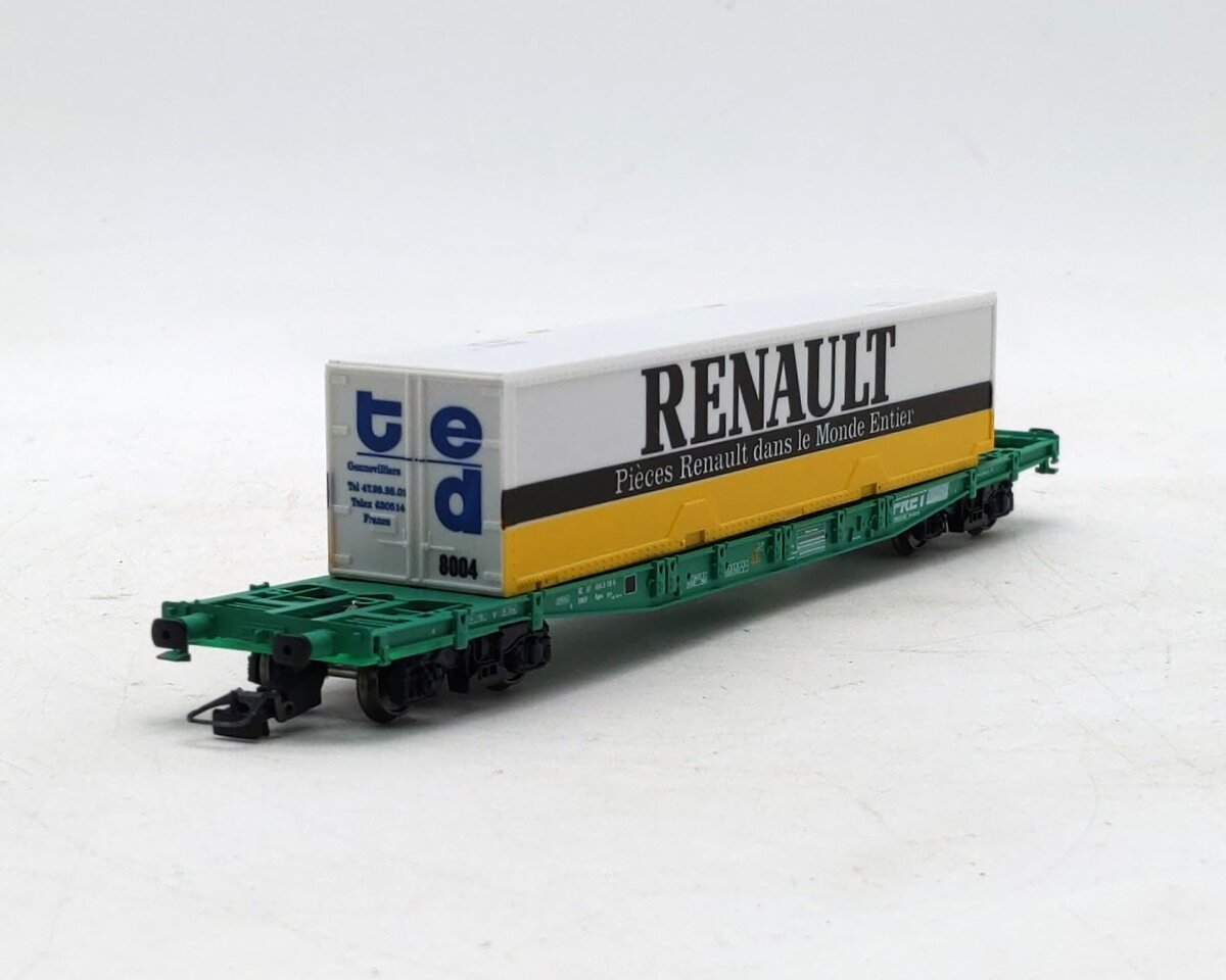 Jouef 627500 HO Scale French Railways SNCF Flat Car w/Renault Trailer LN/Box