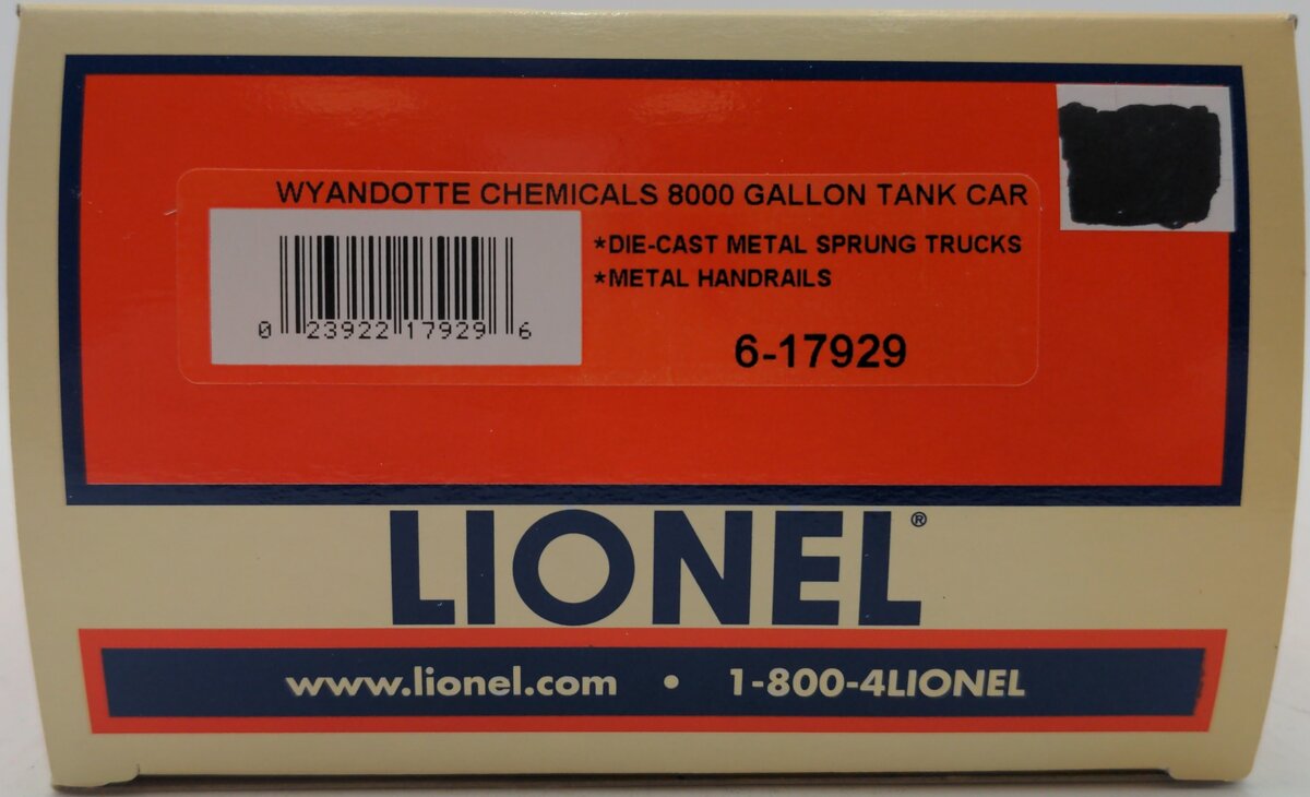 Lionel 6-17929 O Gauge Wyandotte Chemical 8000 Gallon Tank Car EX/Box