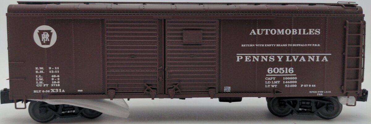 Lionel 6-17736 O Gauge Pennsylvania Railroad Round Roof Boxcar #60516 EX/Box