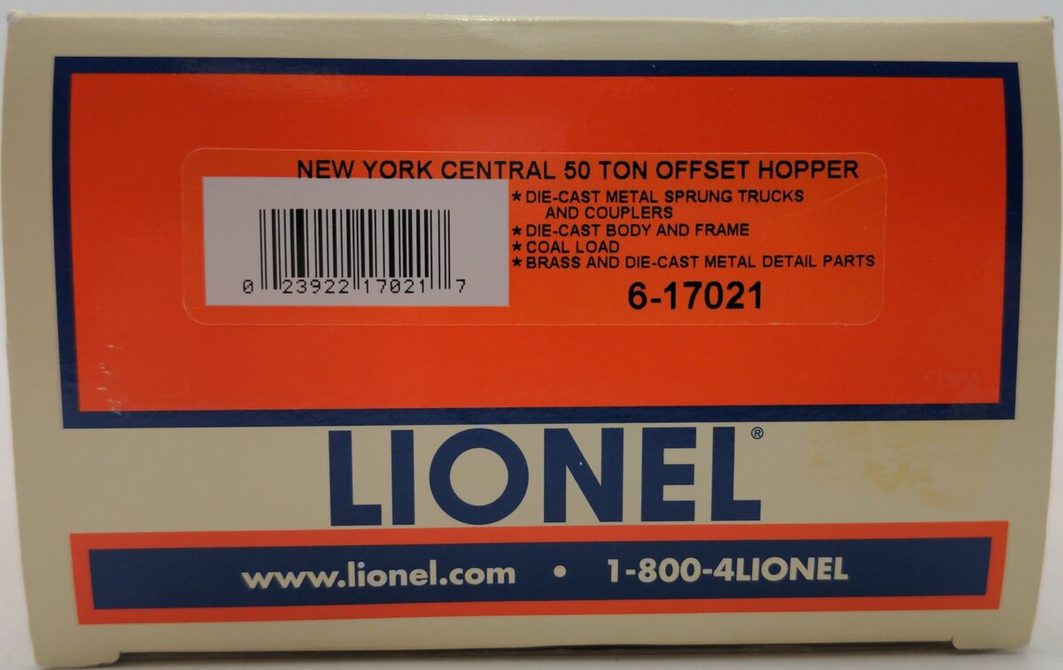 Lionel 6-17021 O Gauge New York Central 2-Bay Offset Hopper w/Load #867999 EX/Box