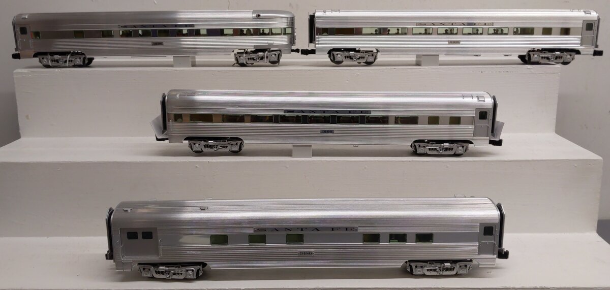 Lionel 6-29144 O Gauge Santa Fe 4-Car Aluminum Passenger Set LN/Box
