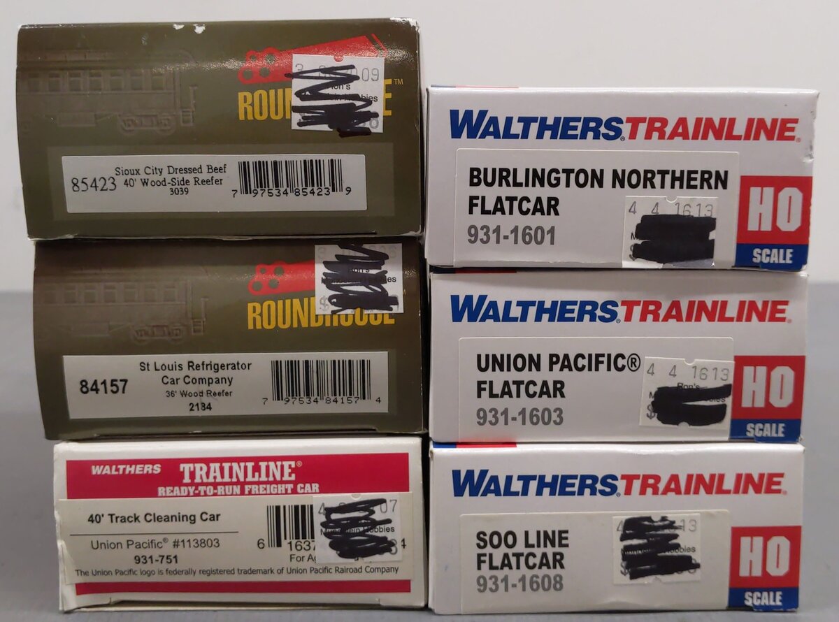 Walthers & Roundhouse HO Assorted Freight Cars: 5033, 58801, 621857,113803 [6] EX/Box