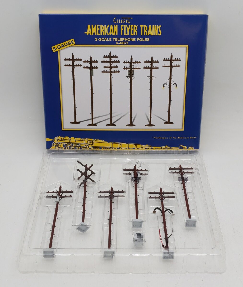 American Flyer 6-49872 S Scale Telephone Poles (Pack of 6) LN/Box