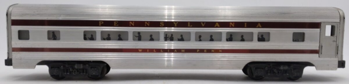 Lionel 2543 Vintage O Gauge Pennsylvania Aluminum "William Penn" Pullman Car