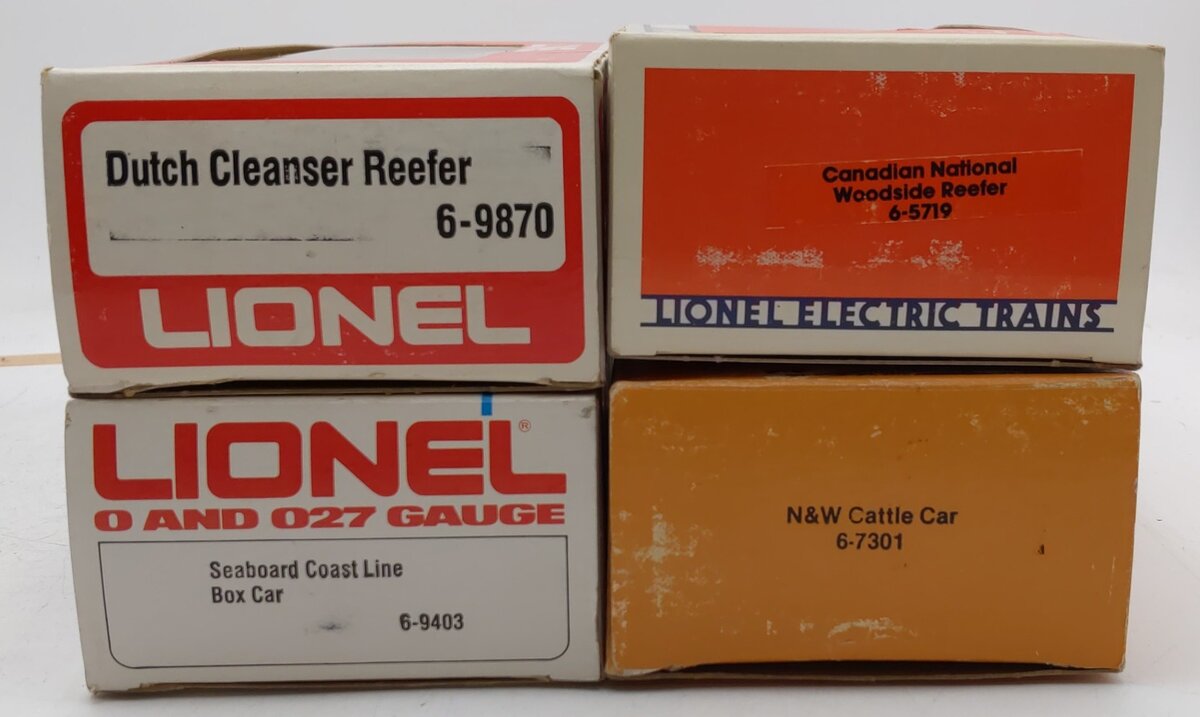 Lionel O Gauge Freight Cars #9403,7301,9870,5719 [4] VG/Box