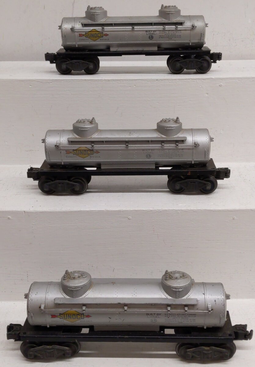 Lionel 6465 O Gauge Sunoco Vintage Postwar Tank Cars (3) VG