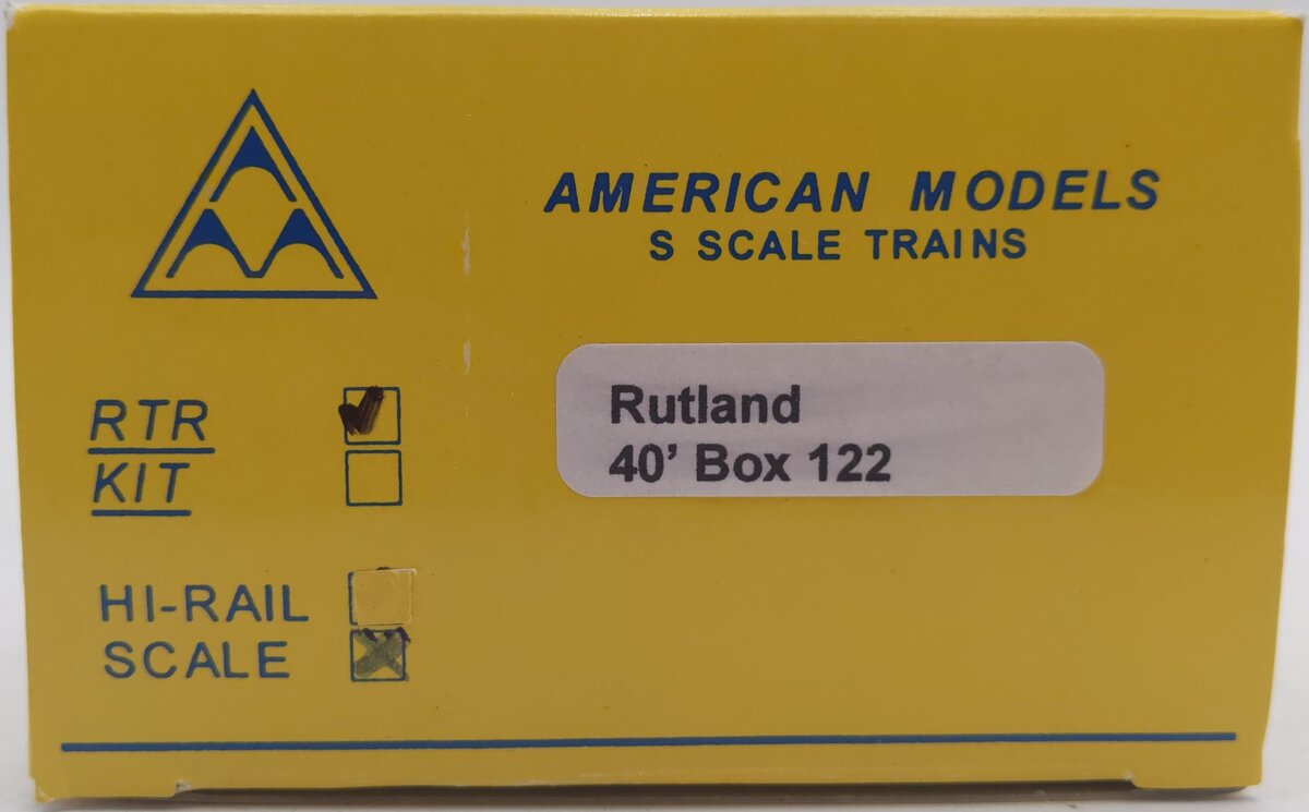American Models 122 S Scale Rutland Boxcar #128 EX/Box