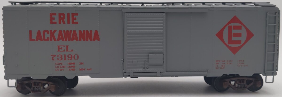American Models 1134 S Scale Erie Lackawanna 40' Boxcar w/ Scale Wheels #73190 EX/Box