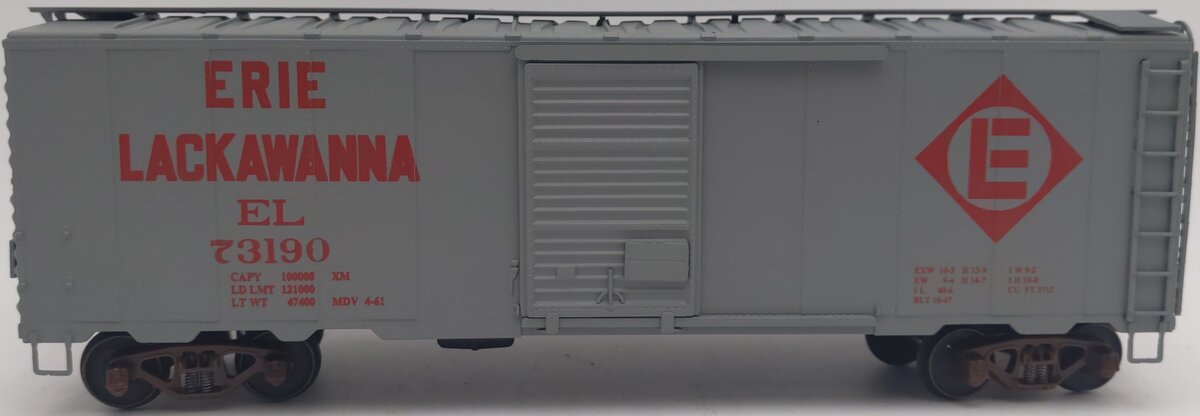 American Models 1134 S Scale Erie Lackawanna 40' Boxcar w/ Scale Wheels #73190 EX/Box