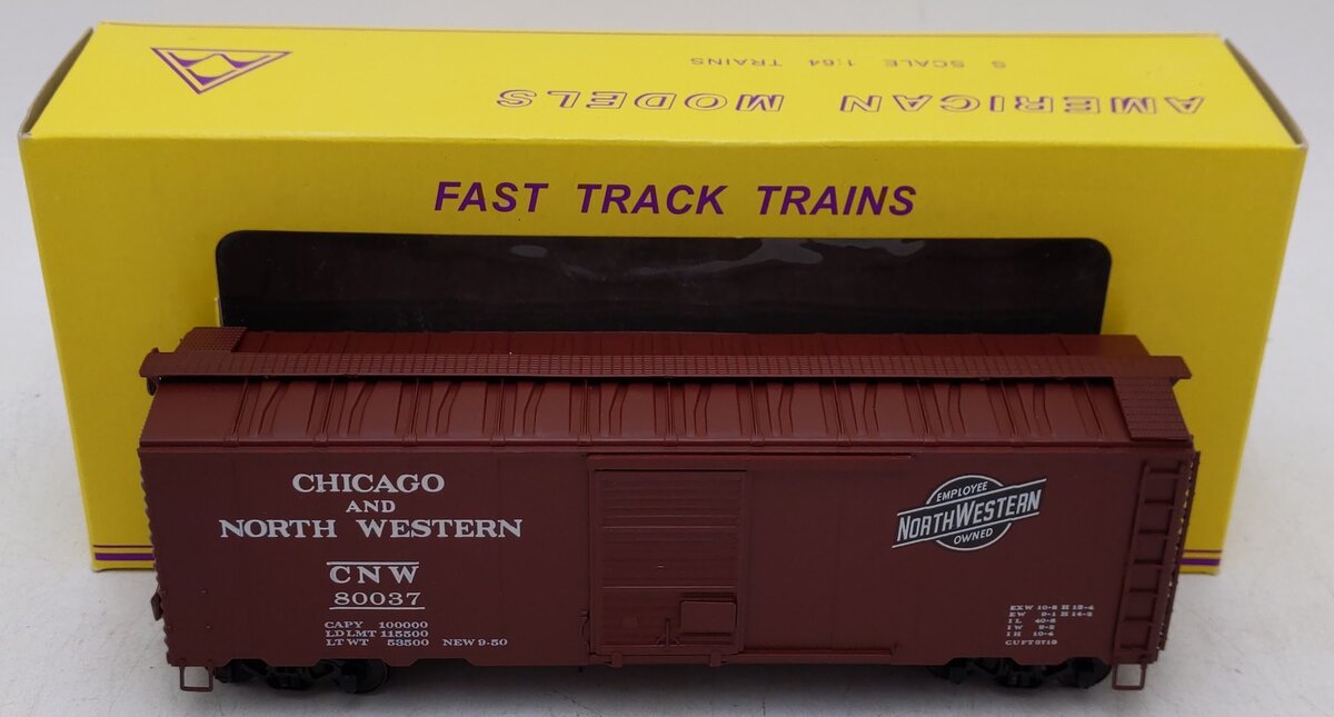 American Models 1137 S Scale C&NW 40' Box Car w/ Scale Wheels #80037 EX/Box