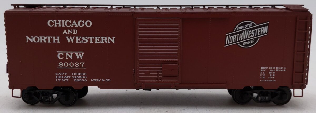 American Models 1137 S Scale C&NW 40' Box Car w/ Scale Wheels #80037 EX/Box