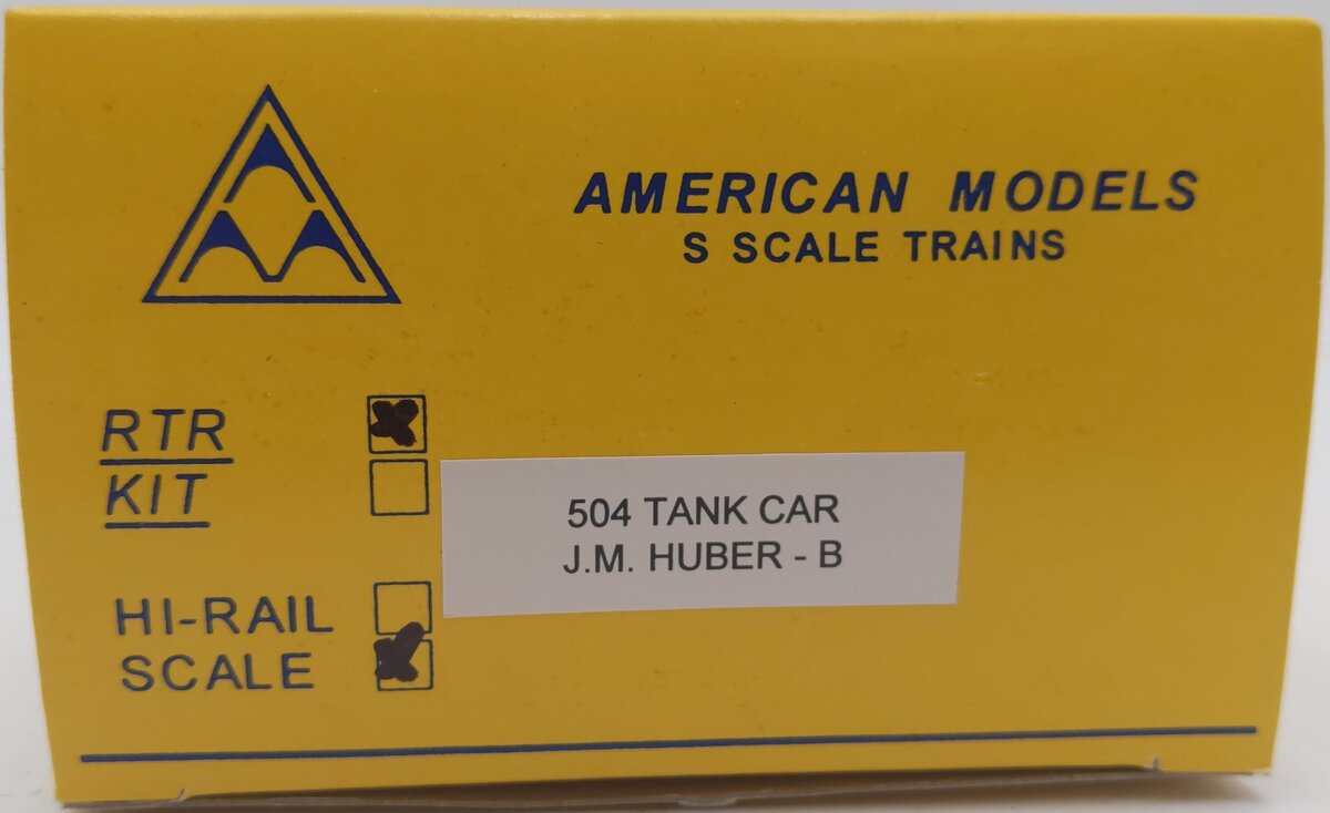 American Models 504 S Gauge J.M. Huber Tank Car (Hi-Rail) #12850 EX/Box