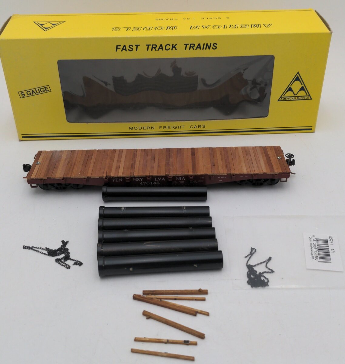 American Models 6017 S Pennsylvania Railroad Flatcar #470145-Scale EX/Box