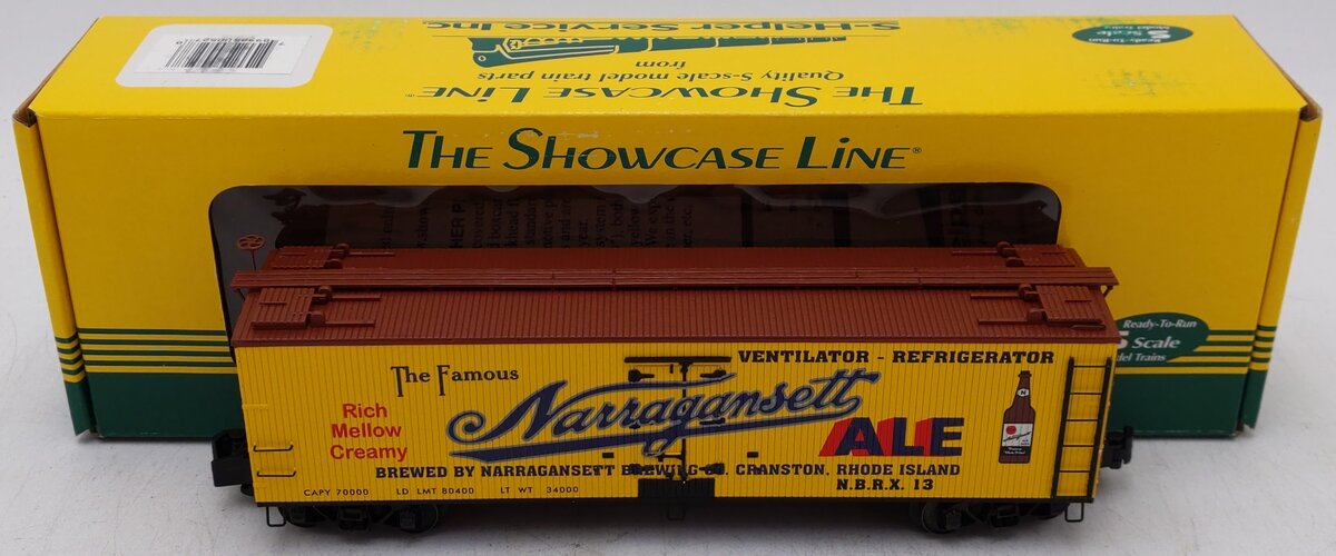 S-Helper 00527 S Gauge Narragansett Ale 40' Wooden Billboard Reefer #13 EX/Box