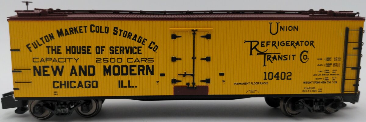 MTH 35-78004 S Gauge URTX Fulton Market 40’ Woodsided Reefer Car #10402 LN/Box