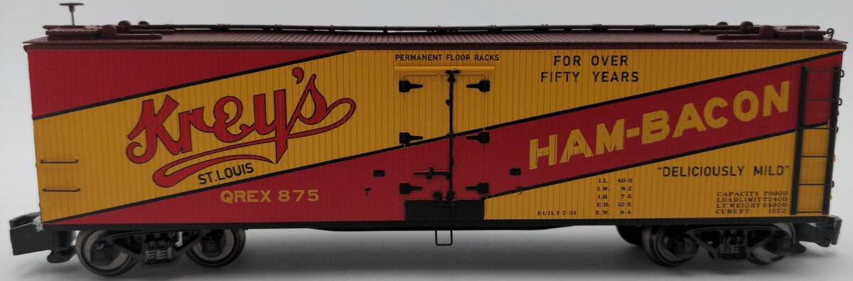 MTH 35-78008 S Scale Krey's Ham & Bacon 40' Woodside Reefer #875 LN/Box