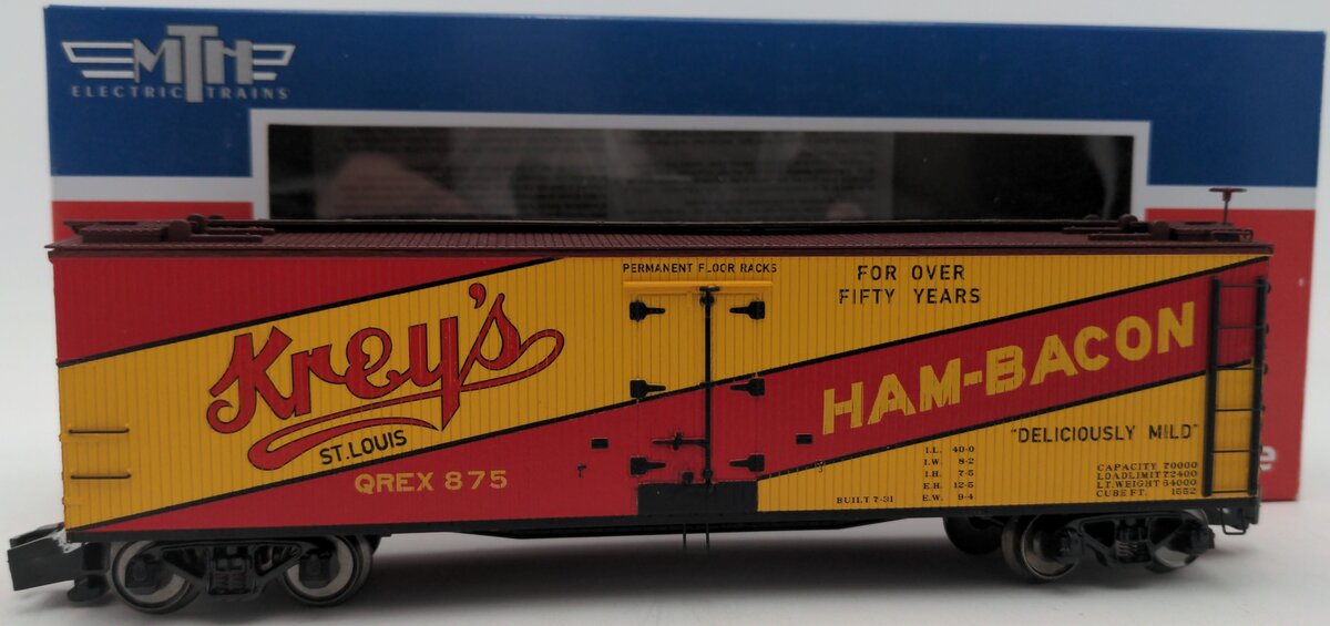 MTH 35-78008 S Scale Krey's Ham & Bacon 40' Woodside Reefer #875 LN/Box