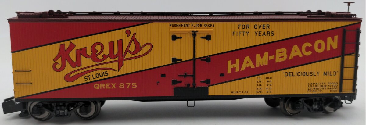 MTH 35-78008 S Scale Krey's Ham & Bacon 40' Woodside Reefer #875 LN/Box