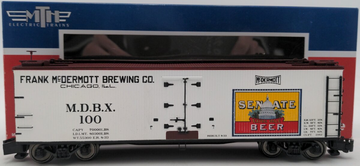 MTH 35-78015 S Gauge Senate Beer 40' Woodside Reefer #100