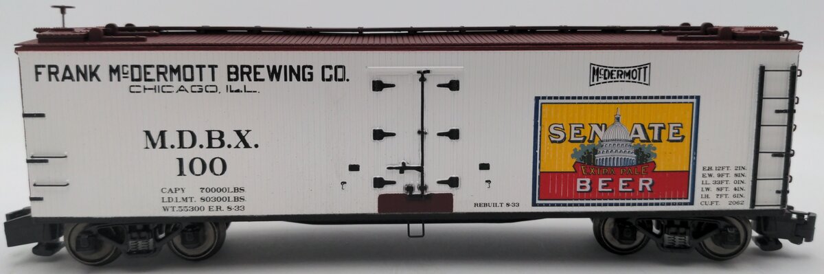 MTH 35-78015 S Gauge Senate Beer 40' Woodside Reefer #100