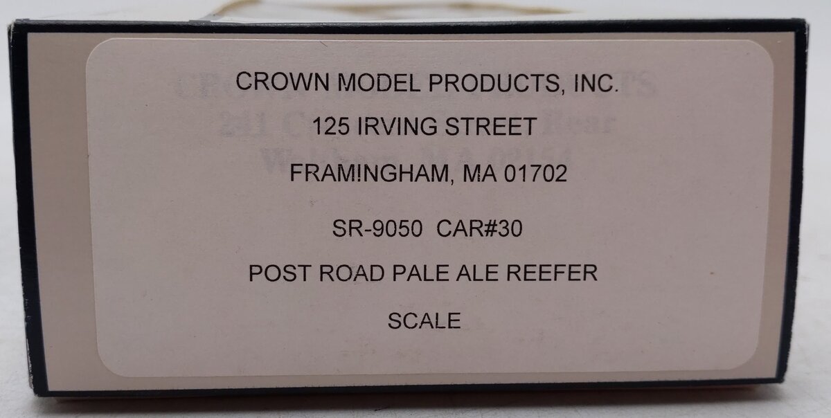 Crown Model Products SR-9050 S Gauge Post Road Pale Ale Hi-Rail Reefer #30 EX/Box