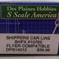 Des Plaines Hobbies DPS14012 S Scale Shippers Car Line Tank Car #10765 (Hi-Rail) EX/Box