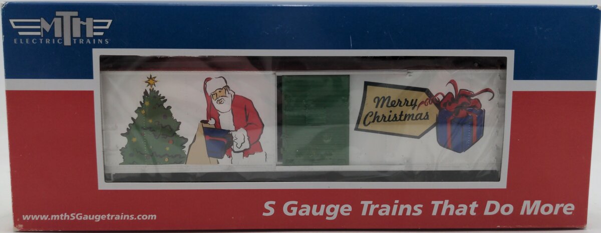 MTH 35-74001 S Gauge 2013 Christmas 40' Rebuilt Steel Box Car EX/Box