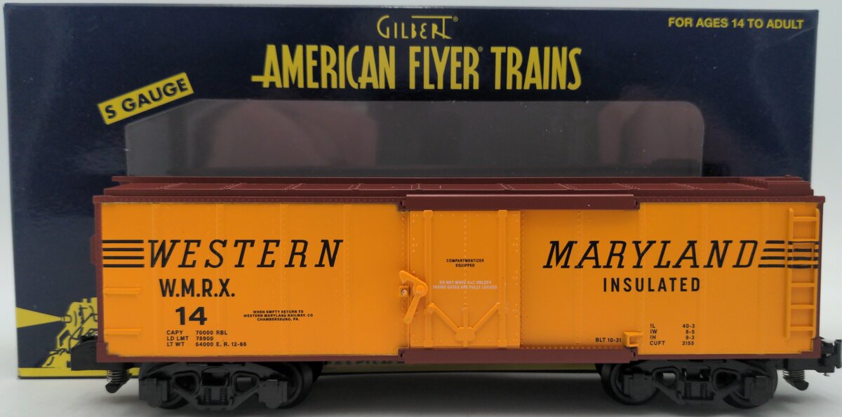 American Flyer 2219402 S Western Maryland Insulated Boxcar #14 EX/Box