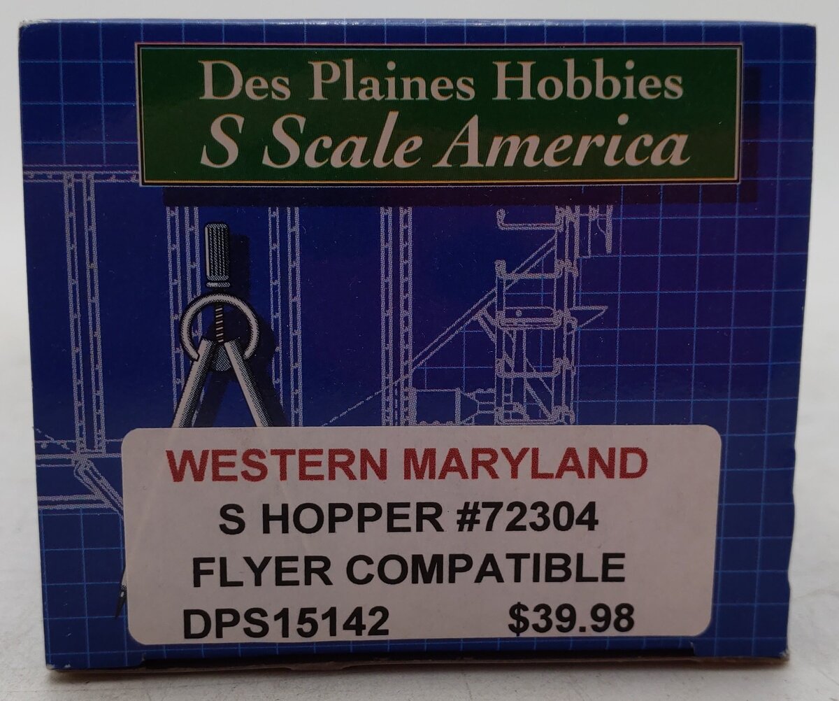 Des Plaines Hobbies 15142 "S" Gauge Western Maryland 3-Bay Hopper (High Rail) LN/Box