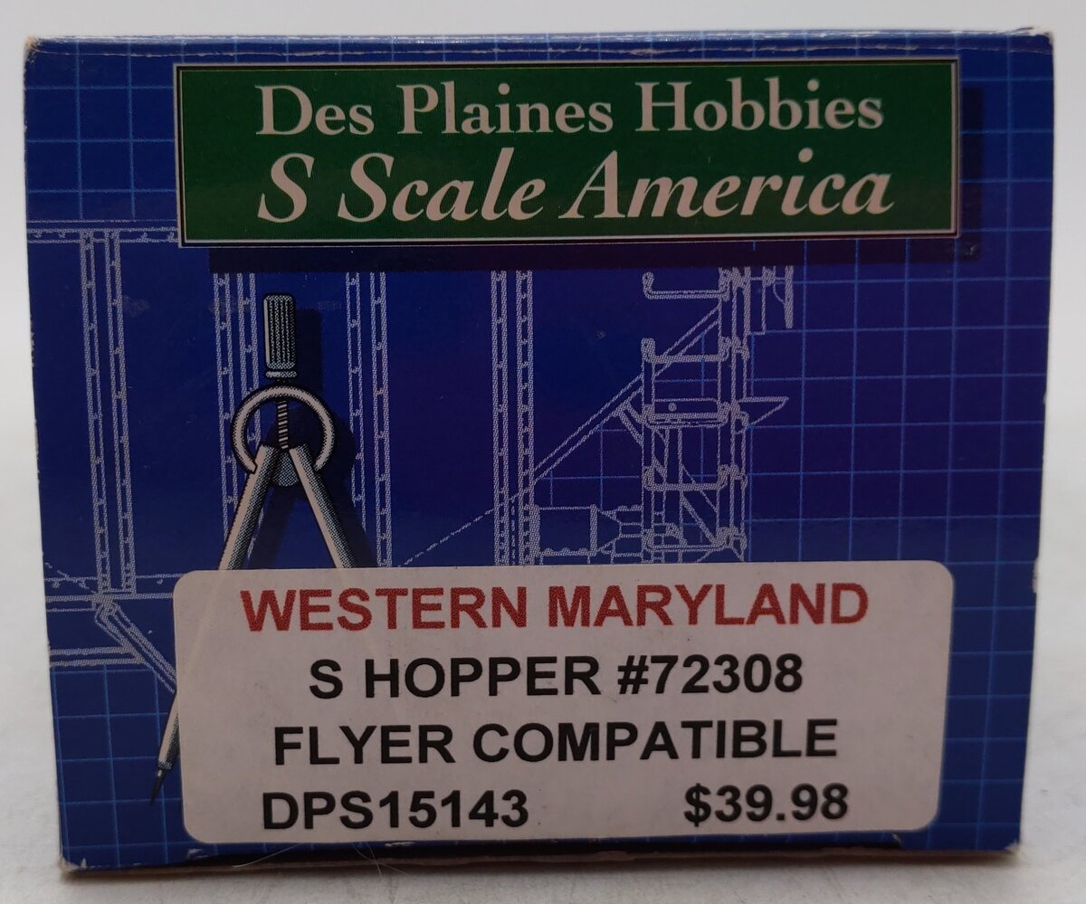 Des Plaines Hobbies 15143 "S" Scale Western Maryland 3-Bay Hopper #72308 EX/Box