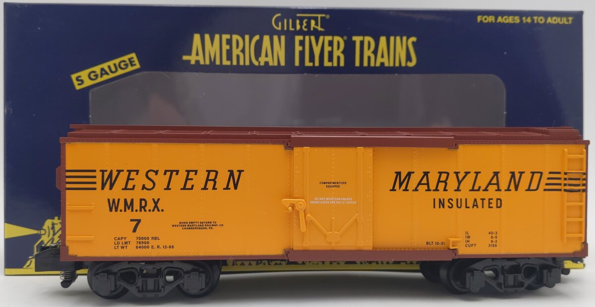 American Flyer 2219401 S Western Maryland Insulated Boxcar #7 EX/Box