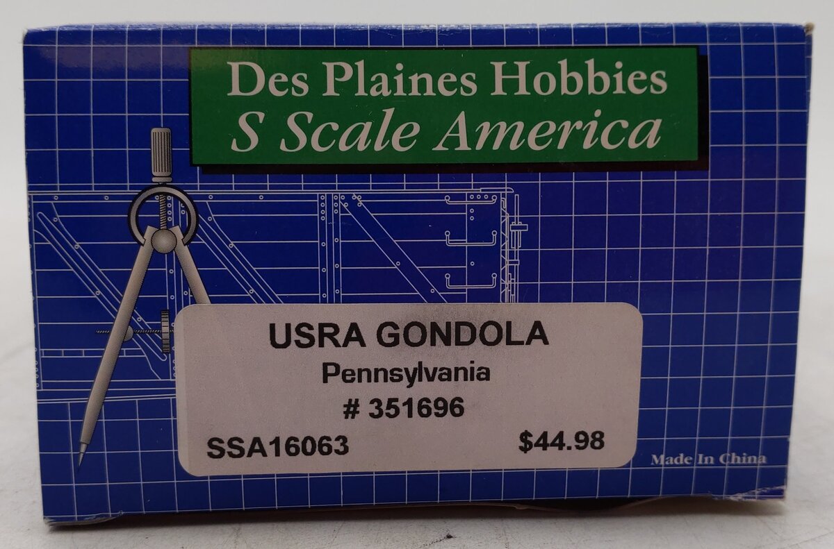 Des Plaines Hobbies SSA16063 Pennsylvania Railroad Gondola Freight Car #351696 EX/Box