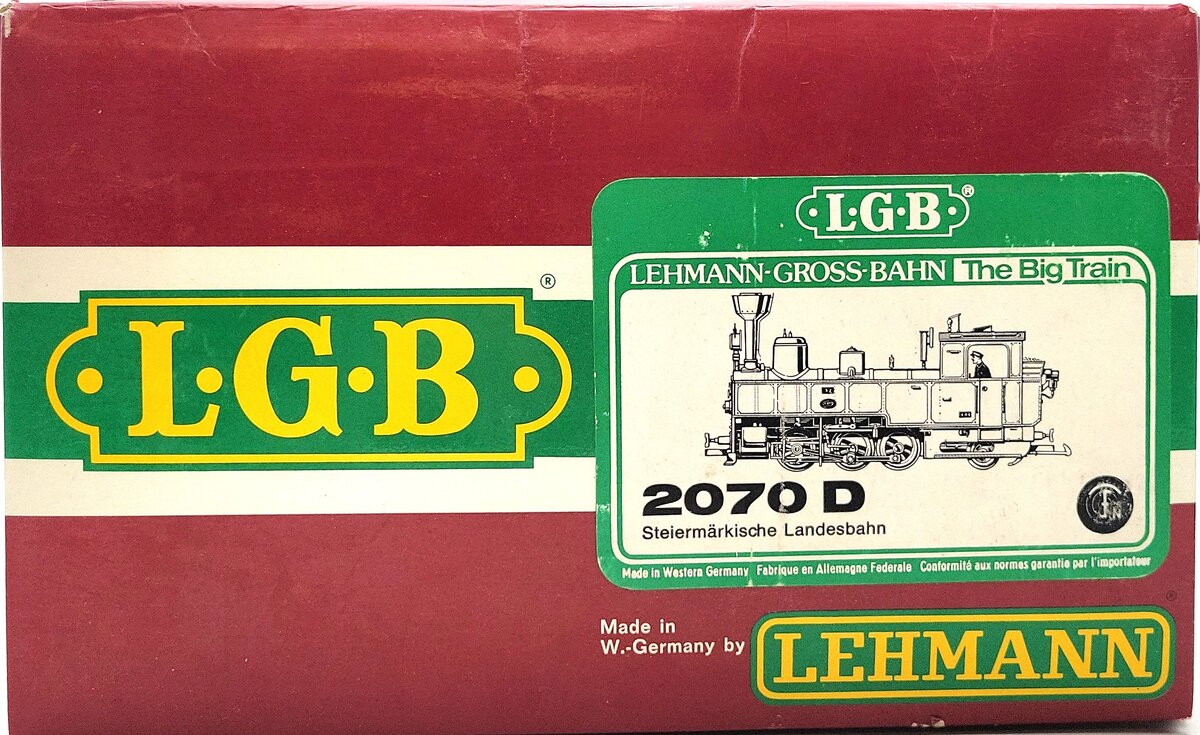 LGB 2070D G Steirmarkische Landesbahn 0-6-2 Gray Steam Locomotive w/Smoke #6824 EX/Box