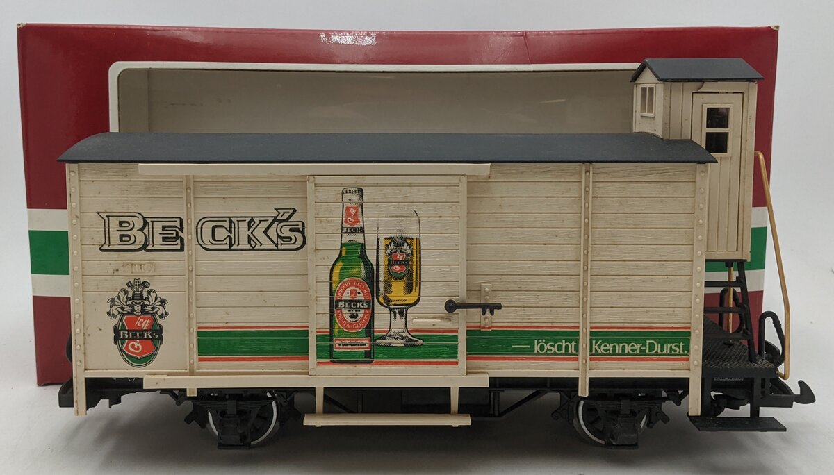LGB 4026 G Scale Beck's Beer Boxcar (Metal Wheels) EX/Box