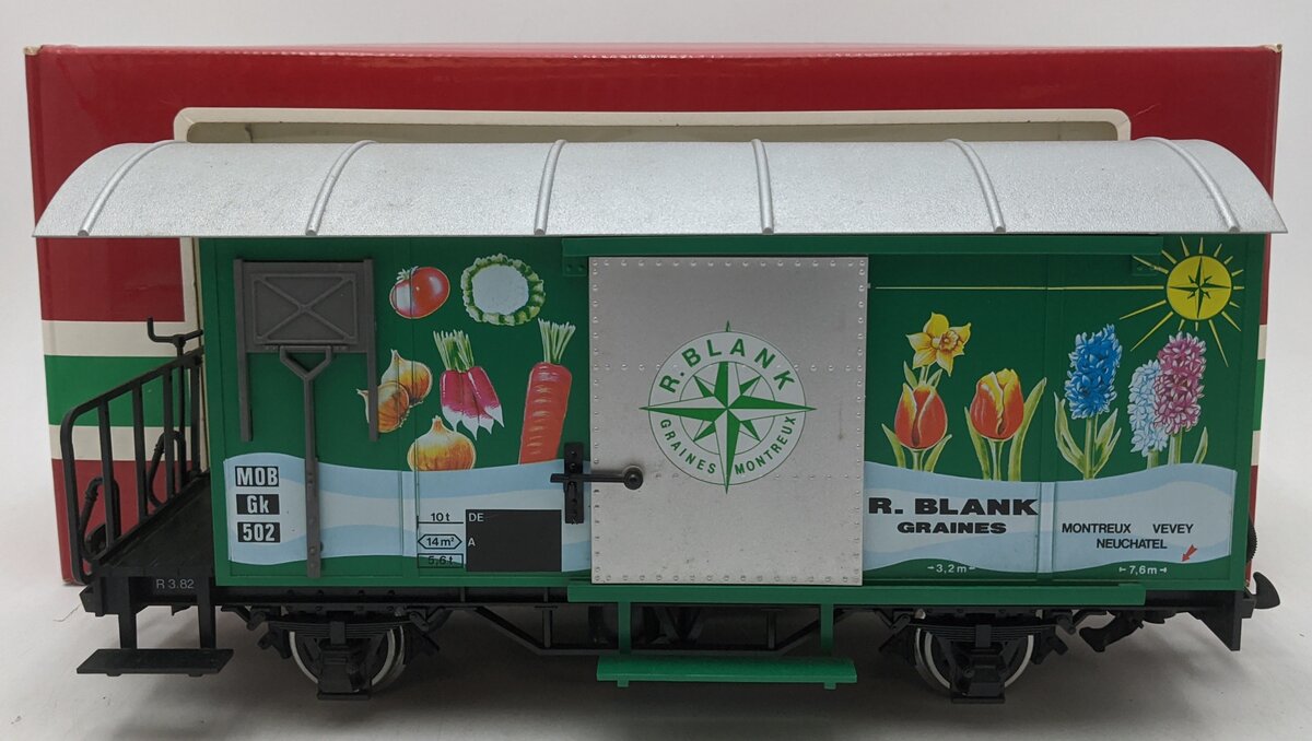 LGB 4128 G Scale MOB R. Blank Graines Boxcar (Metal Wheels) EX/Box