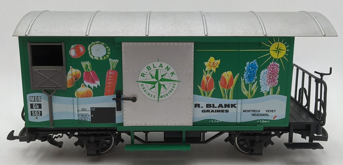LGB 4128 G Scale MOB R. Blank Graines Boxcar (Metal Wheels) EX/Box