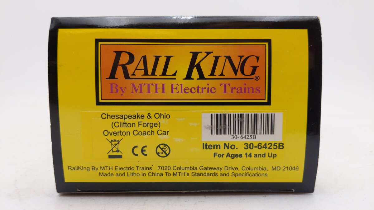 MTH 30-6425B O Chesapeake & Ohio (Clifton Forge) Overton Coach Car EX/Box